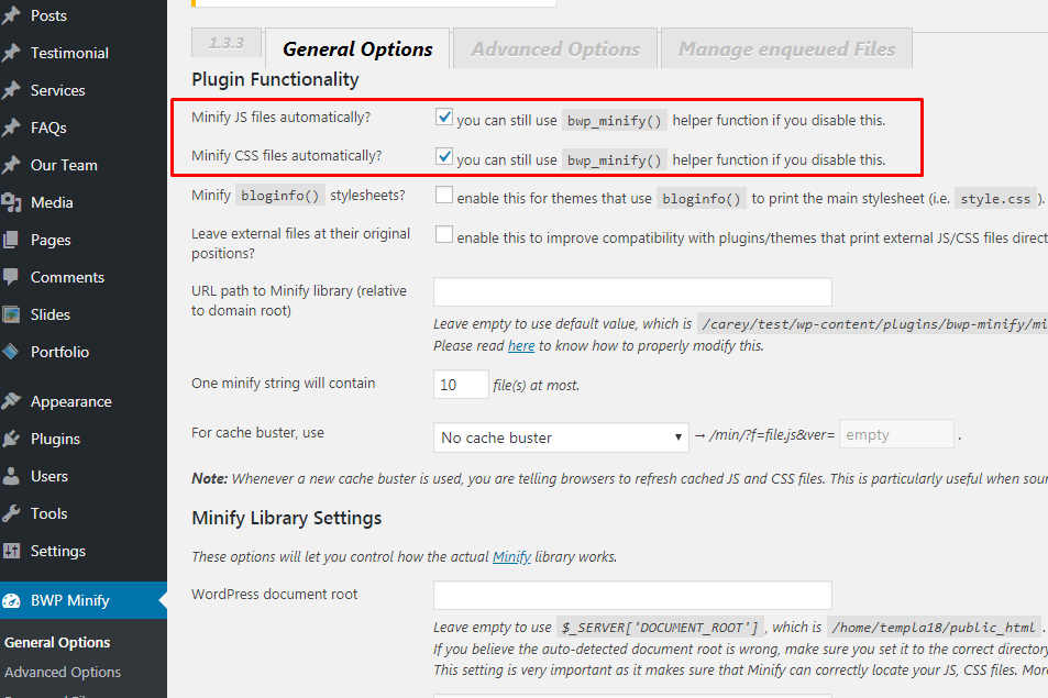 File Minification to improve load time