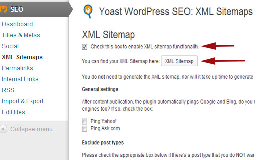 Generating XML sitmaps using Yoast SEO