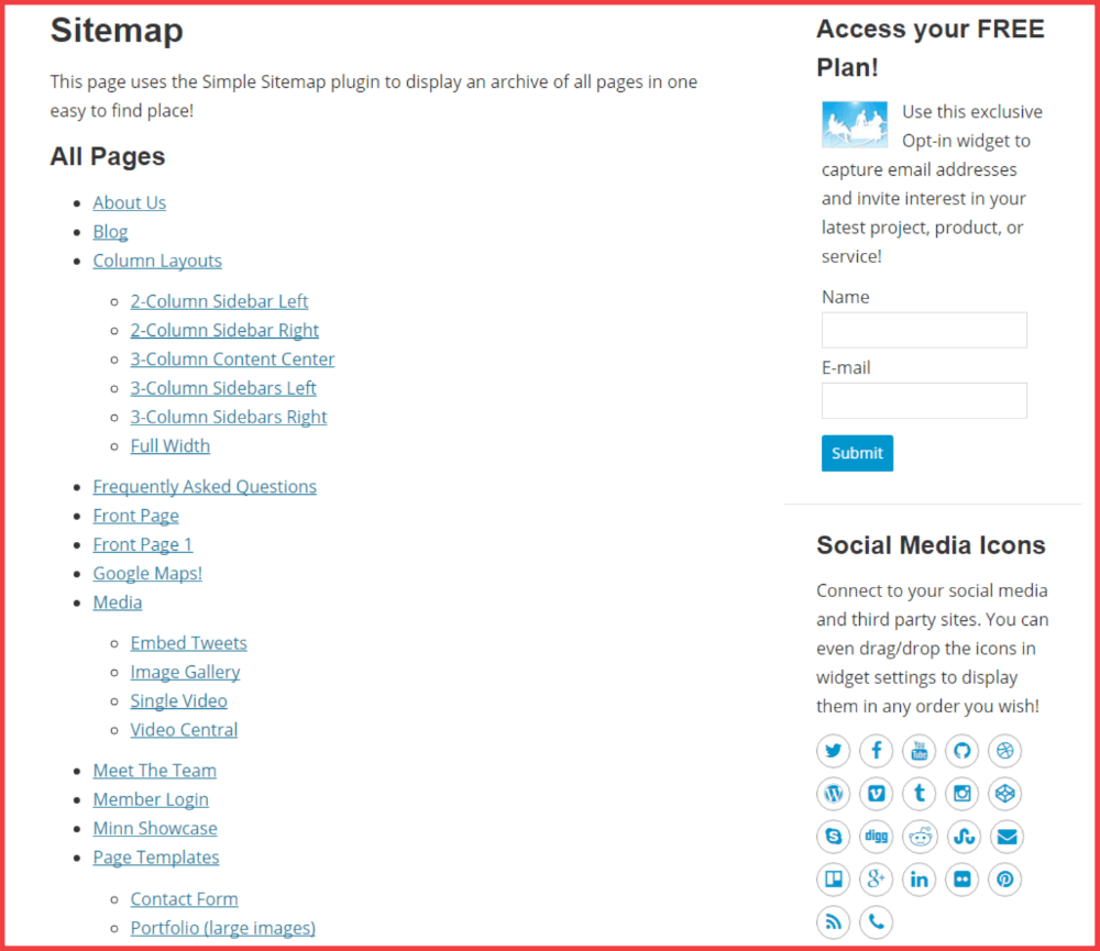 sitemap of a website