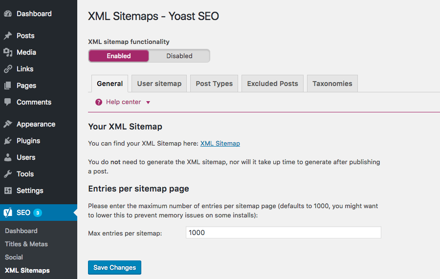 Type of sitemap - XML