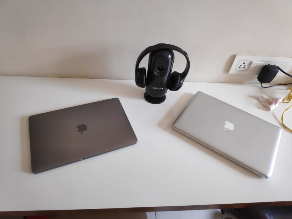 My work setup with both my MacBooks 
