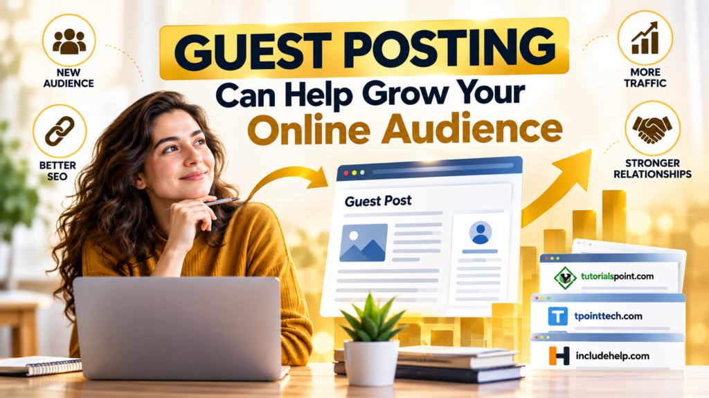 Guest posting can help grow your online audience through new audiences, SEO, traffic, and professional relationships